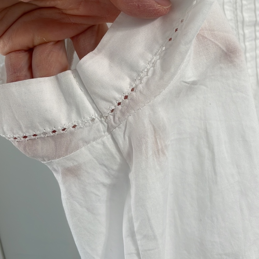 Gap - White Cotton shirt with lace detailing - Small Tall - Picture 9 of 13
